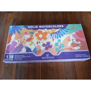 WINSONS Solid Vibrant Non Toxic Watercolours Paint Set With Brushes - 138 G3